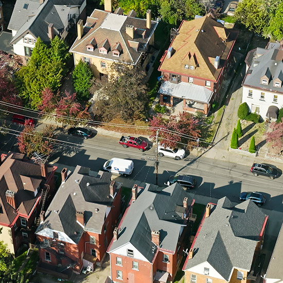 Row of houses from above